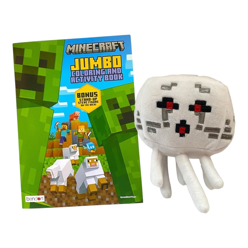 Minecraft Gift Set | Ghast Plush Toy + Jumbo Coloring & Activity Book for Kids